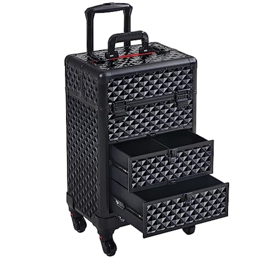 Beauty In Makeup - Rolling Makeup Train Case with Drawers