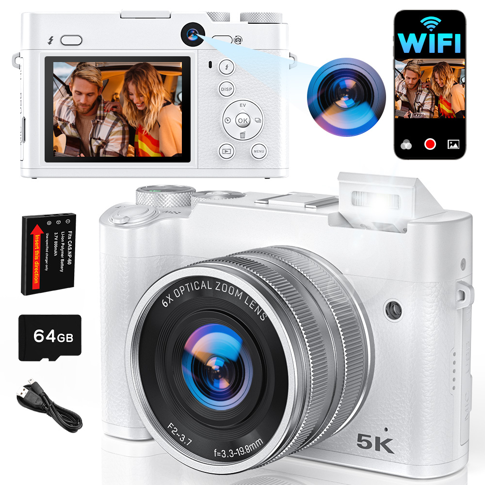 5K 64MP WiFi Digital Camera, 6 - Beauty Makeup Camera App reseña y precio