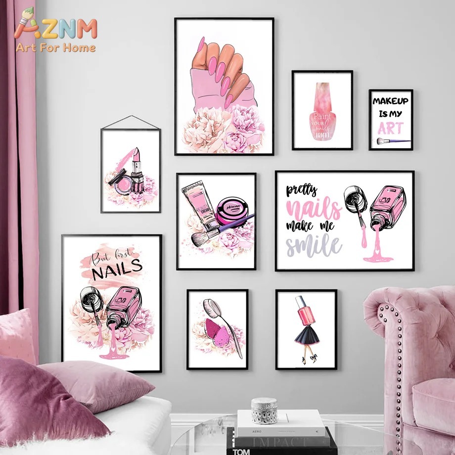 AZNM Pink Nail Makeup Canvas W - Beauty Of Makeup Quotes reseña y precio