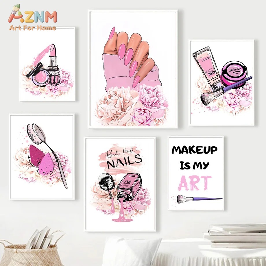 AZNM Pink Nail Makeup Canvas W - Beauty Of Makeup Quotes reseña y precio