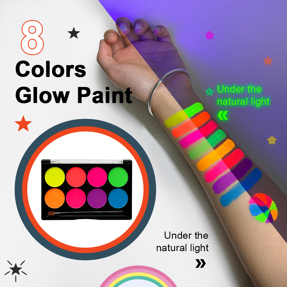 8 Colors Glow Fluorescent Neon - Beauty Halloween Makeup reseña y precio