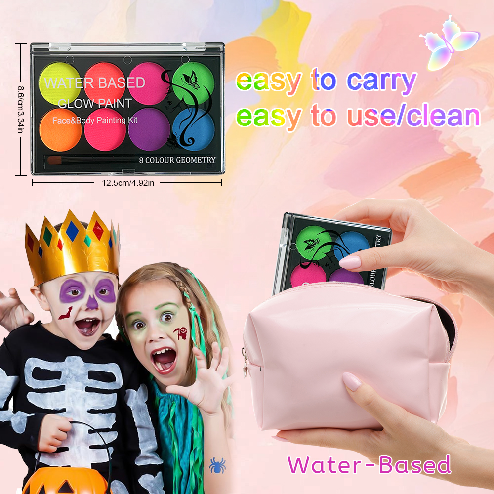 8 Colors Glow Fluorescent Neon - Beauty Halloween Makeup reseña y precio