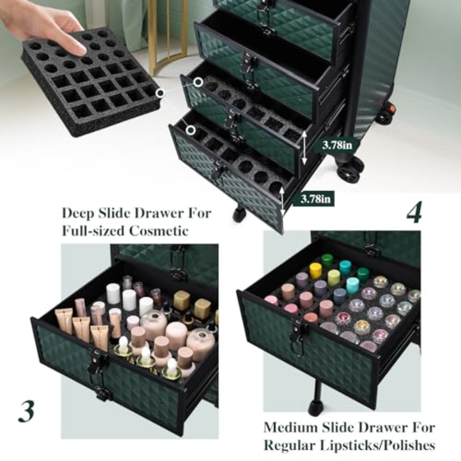 Nail Salon Cart with 4 Drawers - Beauty In Makeup reseña y precio