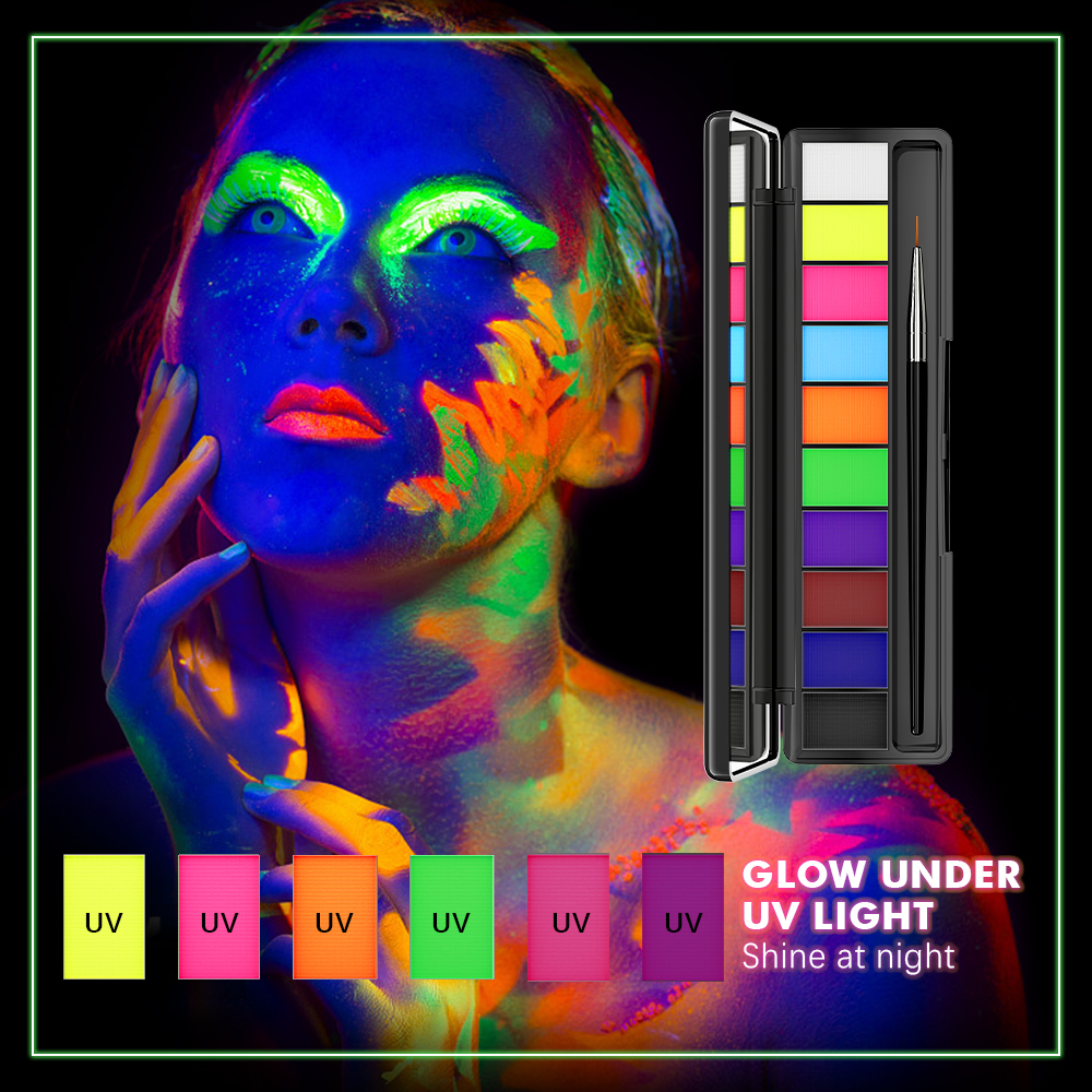 10 Colors Glow Fluorescent Neo - Beauty Halloween Makeup reseña y precio