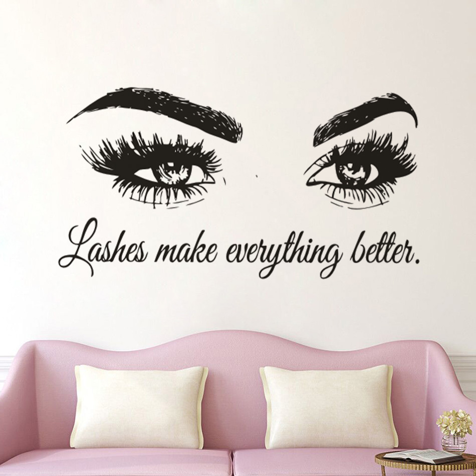 Eyelashes Vinyl Wall Decal Bea - Beauty Of Makeup Quotes reseña y precio