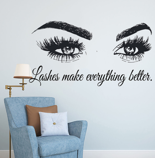 Eyelashes Vinyl Wall Decal Bea - Beauty Of Makeup Quotes reseña y precio