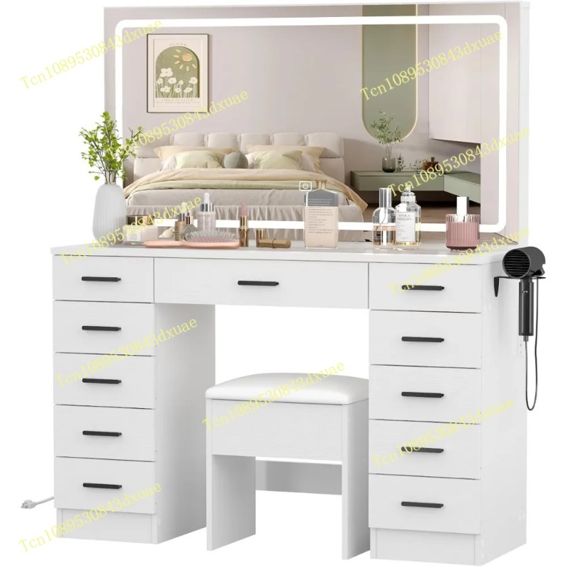 Glass Top Makeup Table with Mi - Beauty Makeup Vanity reseña y precio