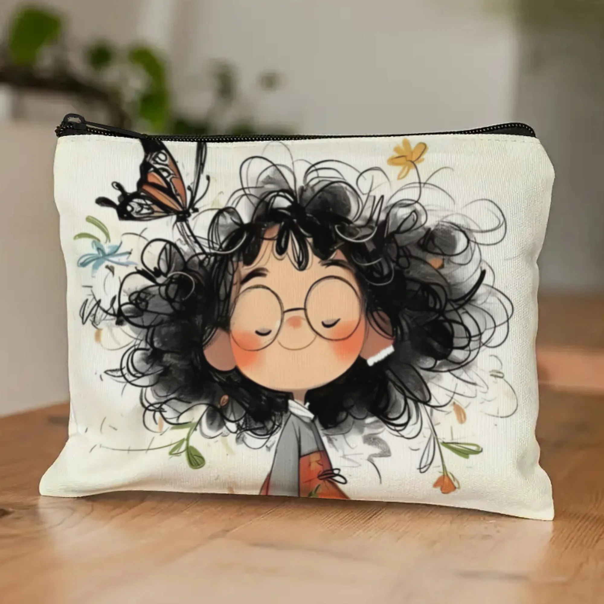Cartoon Girl Makeup Bag Zipper - Beauty Makeup Vanity reseña y precio