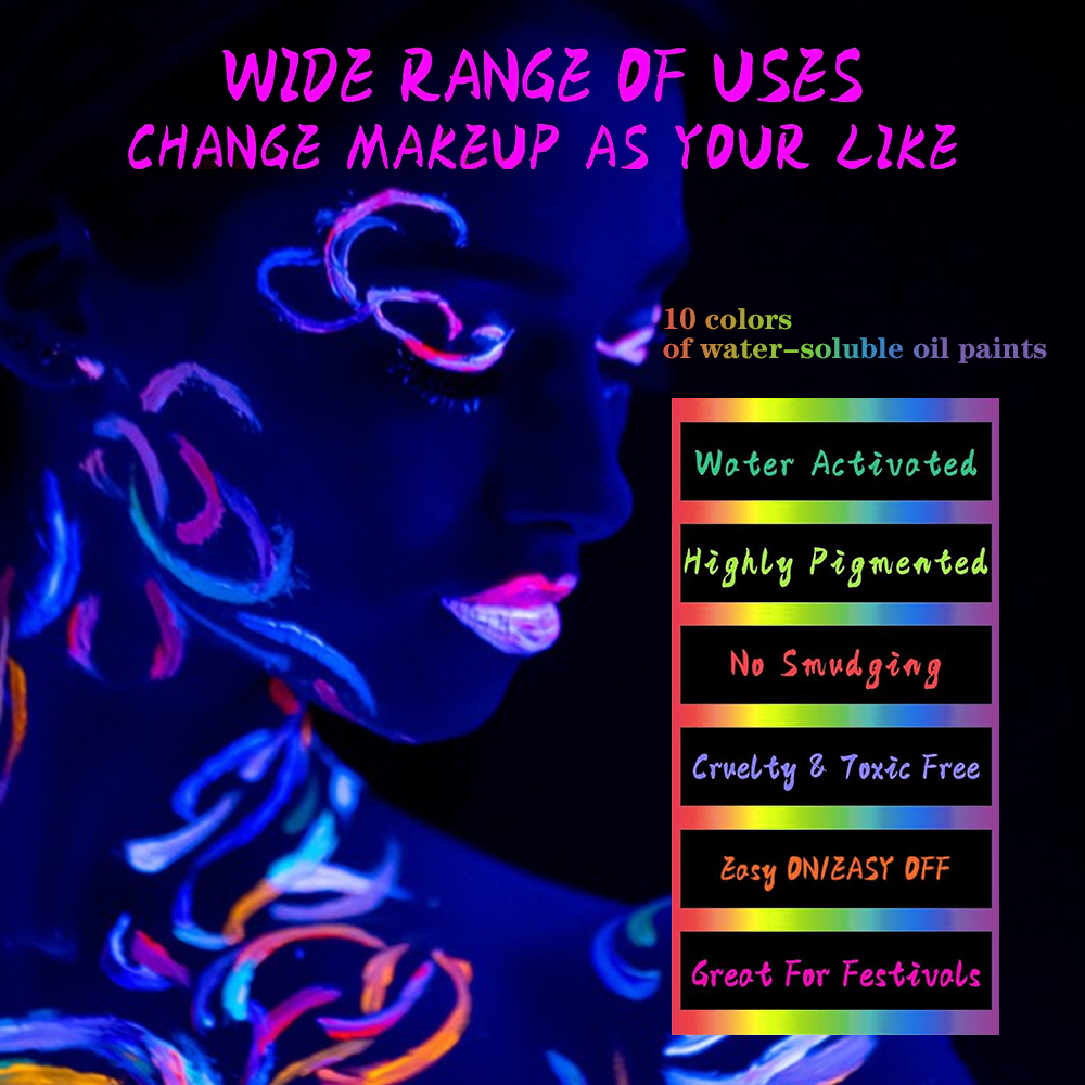 10 Colors Glow Fluorescent Neo - Beauty Halloween Makeup reseña y precio